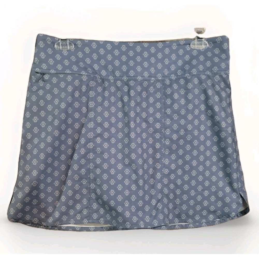 Sherpa Adventure Gear Geometric Athletic Skort Sz L Muted Blue Hiking Zip Pocket